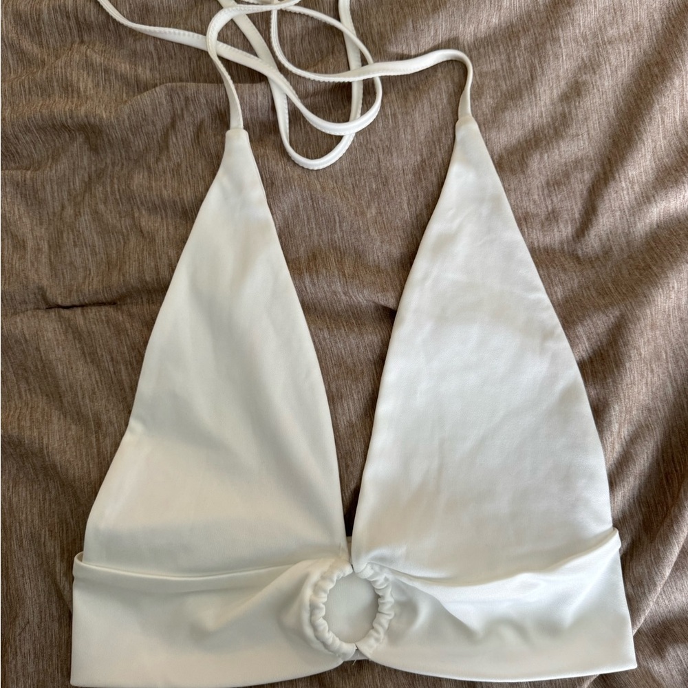 White Halter Bikini Top